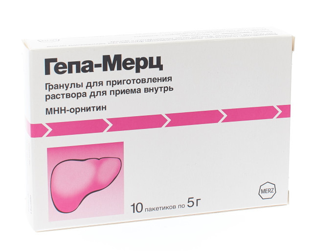 Изображение товара Гепа-Мерц гранулы для приготовления раствора 3 г №10 для поддержки печени и снижения аммиака