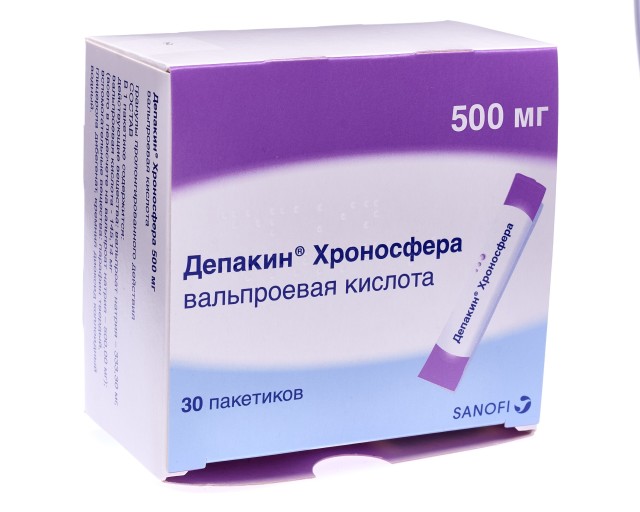 Изображение товара Депакин Хроносфера гранулы пролонгированные 500мг №30