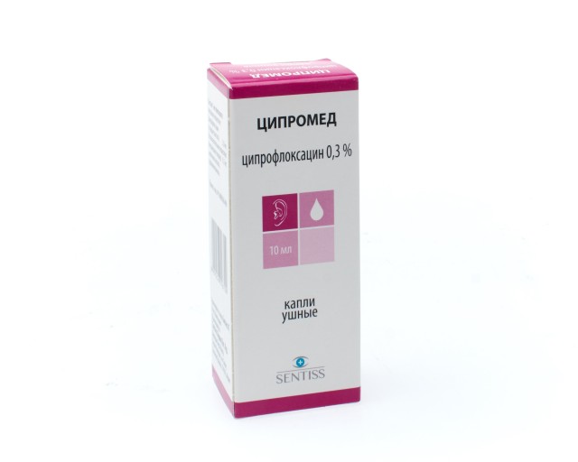 Изображение товара Ципромед капли ушные 0,3% 10 мл для лечения отитов и воспалений уха