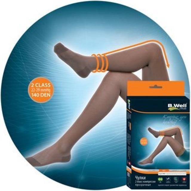 Изображение товара Компрессионные чулки Bi Well Rehab JW-222 2 класс ажурный верх Р.5 прозрачные