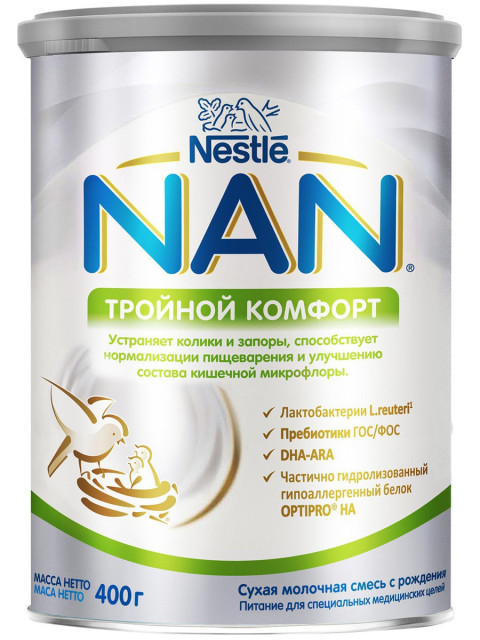 Изображение товара Детская молочная смесь NAN Тройной комфорт 400г для детей с рождения