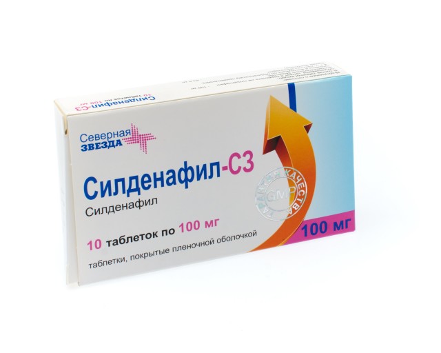 Изображение товара Силденафил СЗ 100 мг таблетки покрытые оболочкой №10 для лечения эректильной дисфункции
