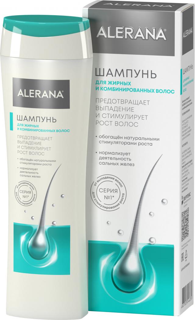 Изображение товара Шампунь ALERANA для жирных и комбинированных волос 250 мл увлажнение и восстановление