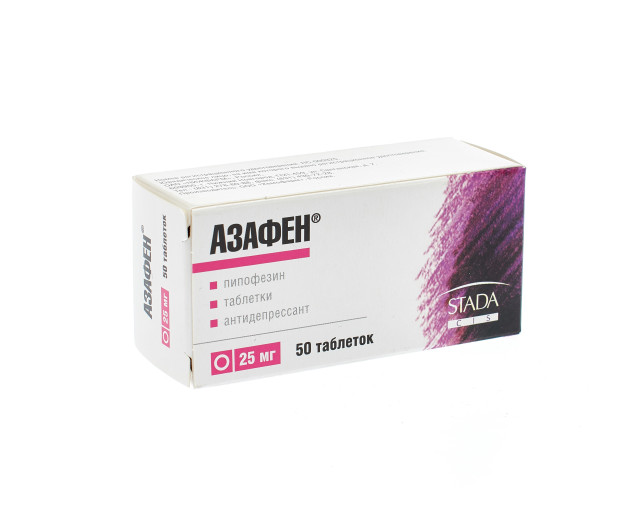Изображение товара Азафен таблетки 25мг для лечения депрессии и тревожных состояний 50 шт