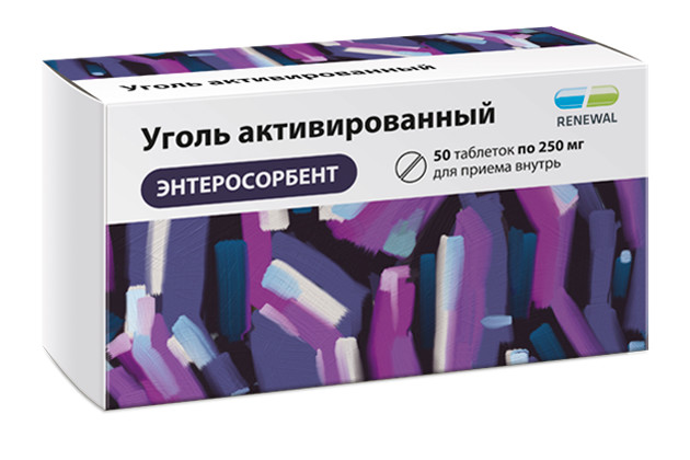 Изображение товара Уголь активированный Реневал таблетки 250 мг 50 шт противоинтоксикационное средство
