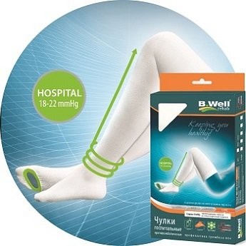 Изображение товара Компрессионные чулки Bi Well Rehab р.1, противоэмболические, гипоаллергенные белые