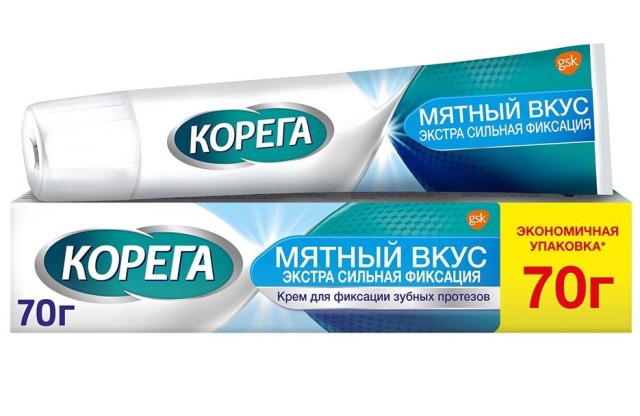 Изображение товара Крем для фиксации зубных протезов Корега Экстра сильный мята 70г