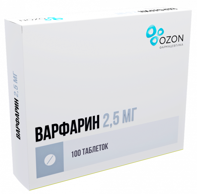Изображение товара Варфарин Озон таблетки 2, 5мг No100 - противосвертывающее средство для профилактики тромбозов
