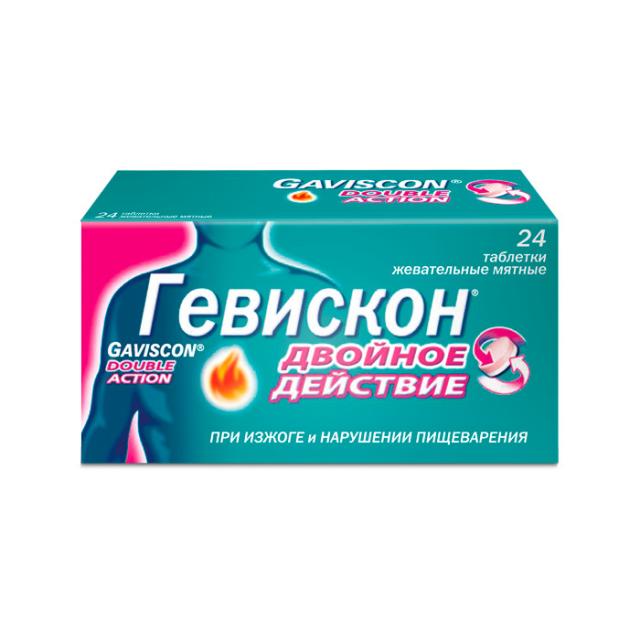 Изображение товара Гевискон Двойное действие таблетки жевательные Мята №24