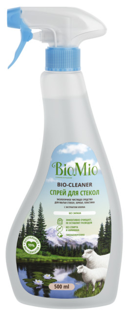 Изображение товара БиоМио BIO-GLASS CLEANER средство для стекол зеркал и пластика 500мл гипоаллергенно