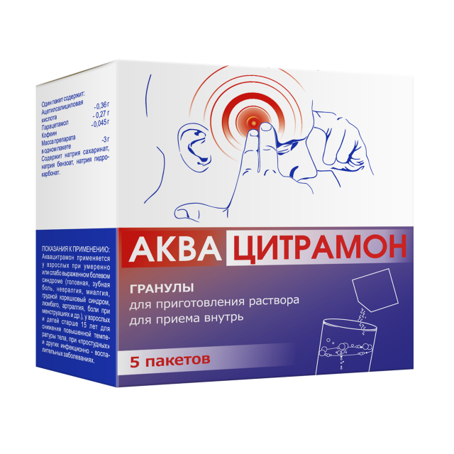 Изображение товара Аквацитрамон гранулы 3г №5 - анальгетик для снятия боли и температуры