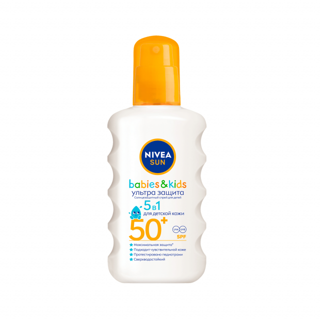 Изображение товара Детский солнцезащитный спрей NIVEA SUN SPF50+ 200 мл водостойкий для чувствительной кожи