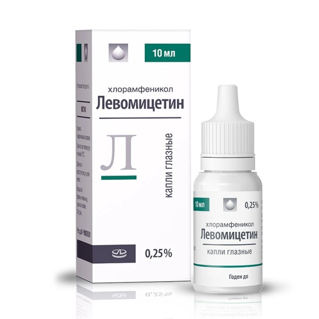 Изображение товара Левомицетин капли глазные 0,25% 10мл Лекко
