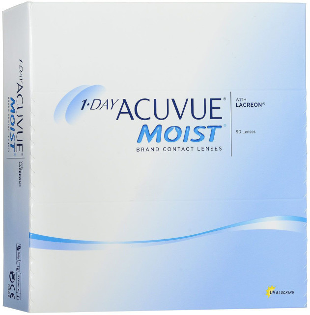 Изображение товара Однодневные контактные линзы 1-DAY ACUVUE MOIST диоптрии -2.00 радиус 8.5, 90 шт