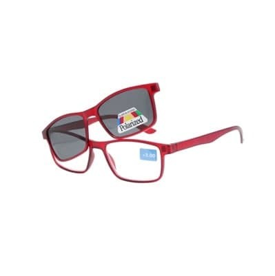 Изображение товара Очки прямоугольные пластик красные солнцезащитные UV Protect +1,0 21003/1