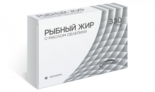 Изображение товара Рыбный жир Облепиха капсулы 330мг №100 Импловит