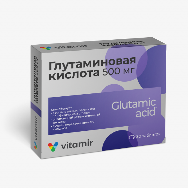 Изображение товара Глутаминовая кислота Витамир таблетки 500мг №30
