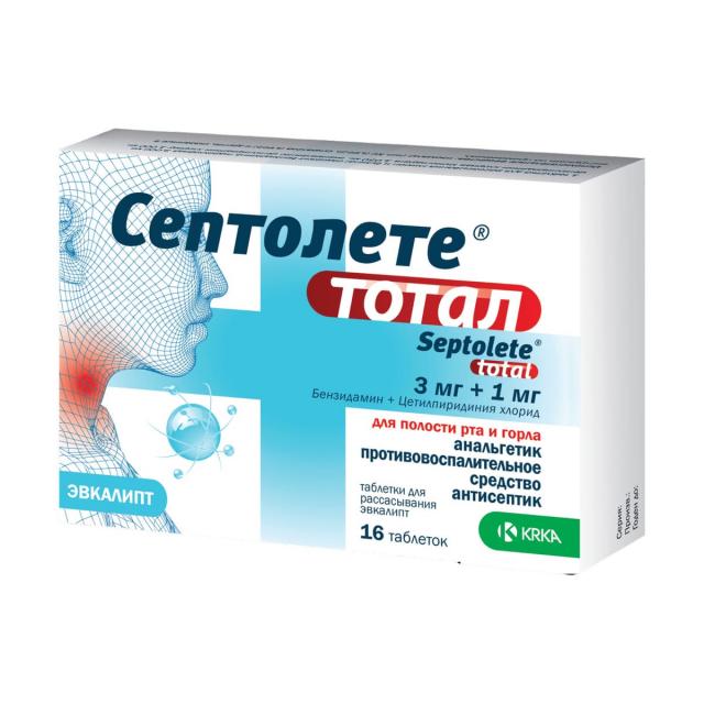 Изображение товара Септолете тотал таблетки для рассасывания эвкалипт 16 шт для боли и воспаления