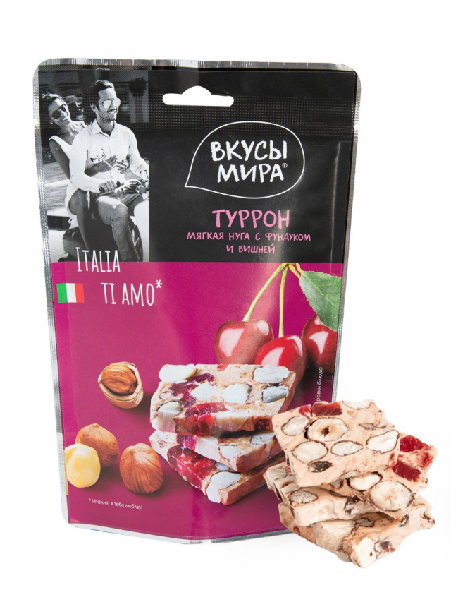 Изображение товара ВкусыМира туррон фундук/вишня 50г