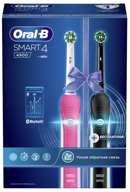 Изображение товара Электрическая зубная щетка Oral-B Smart 4 D601.525.3H Блэк+Пинк