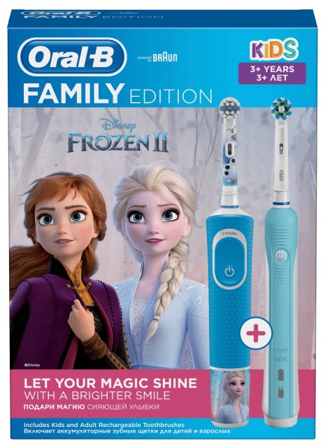 Изображение товара Электрические зубные щетки Oral-B Pro 1 и Kids "Холодное Сердце 2" с таймером и насадками