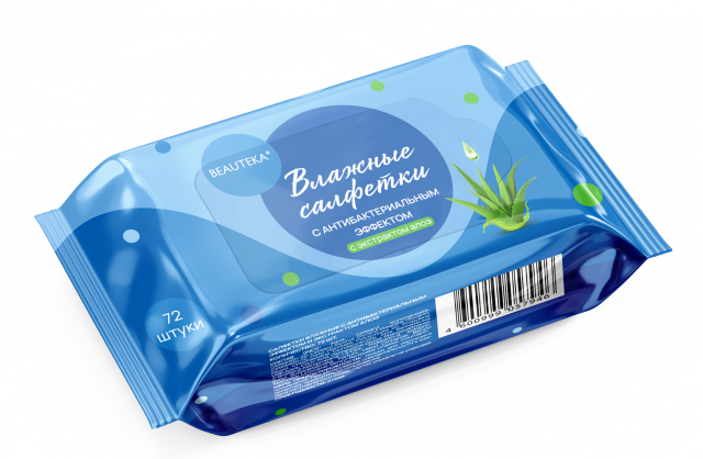 Изображение товара Бьютека салфетки влажные антибакт. алоэ №72