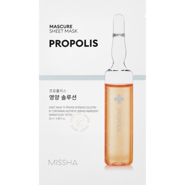 Изображение товара Маска для лица тканевая энергетик с прополисом для эластичности 28мл Миша