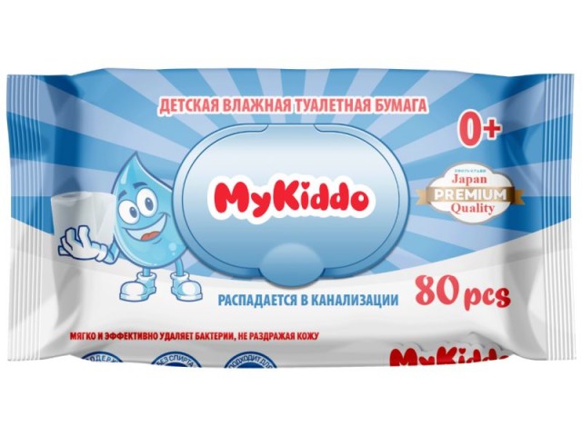 Изображение товара МайКиддо влажная туалетная бумага для детей 80 шт безопасная и мягкая