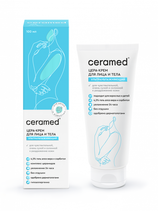 Изображение товара Церамед цера-крем для лица и тела ультраувлажняющий 100мл для сухой и чувствительной кожи