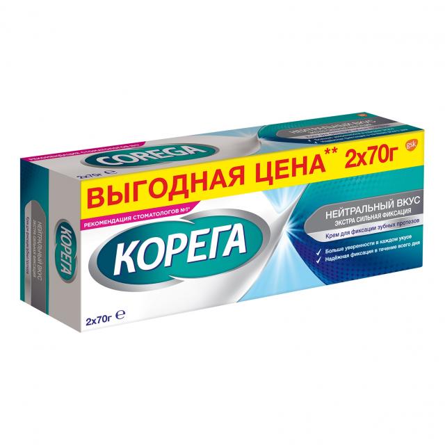 Изображение товара Крем для фиксации зубных протезов Корега 70 г нейтральный экстра сильный