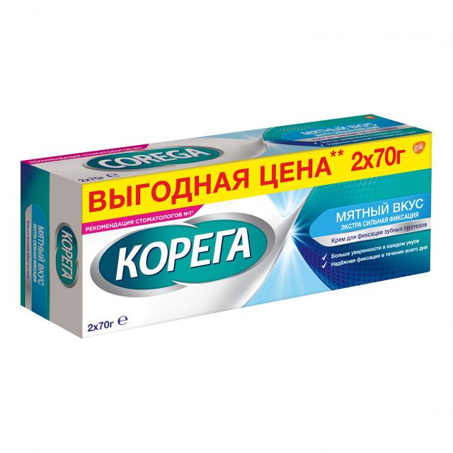 Изображение товара Крем для фиксации зубных протезов Корега Экстра сильная мята 70 г х 2