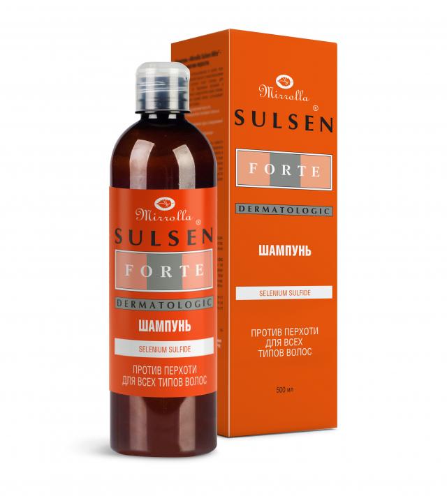Изображение товара Шампунь против перхоти Мирролла Сульсен Форте 500мл для эффективного ухода