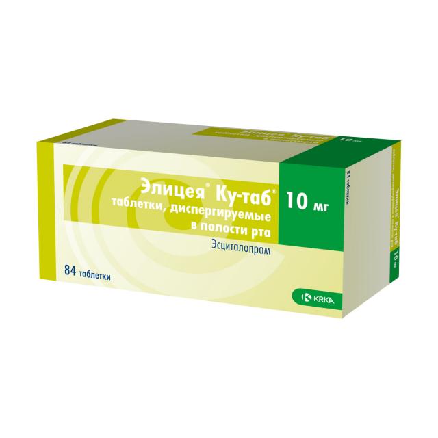 Изображение товара Элицея Ку-таб таблетки диспергируемые в полости рта 10мг №84 для лечения депрессии и тревожных расс