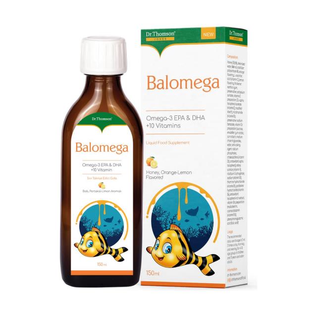 Изображение товара Др. Томсон Баломега сироп для детей Омега-3 ЭПК и ДГК + 10 витаминов апельсин/лимон 150мл