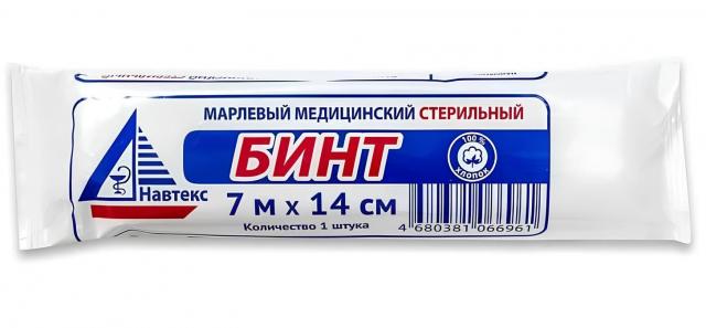 Изображение товара Бинт марлевый стерильный 7м х 14см