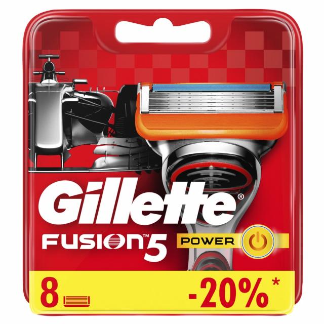 Изображение товара Кассеты Gillette Fusion5 Power №8 для безопасного и комфортного бритья