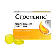 Изображение товара Стрепсилс Мед/лимон таблетки для рассасывания №24