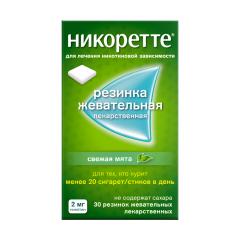Изображение товара Никоретте резинка жевательная свежая мята 2мг №30