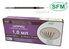 Изображение товара Шприц 3-х комп. 1мл 26G (0,45-12мм) №20 СФМ