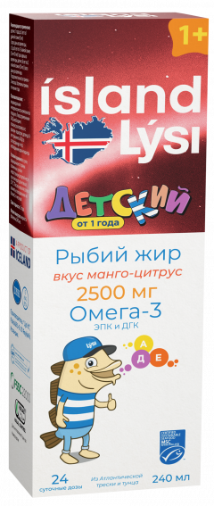 Изображение товара Лиси рыбий жир для детей манго/цитрус 240мл