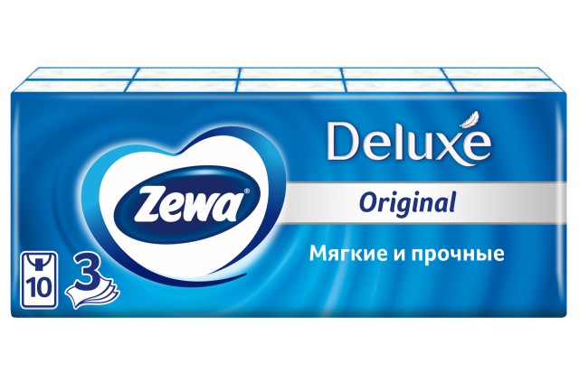 Изображение товара Платочки бумажные Зева Делюкс трехслойные, 10 х 10 см