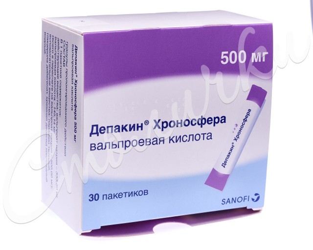 Изображение товара Депакин Хроносфера гранулы пролонгированные 500мг №30