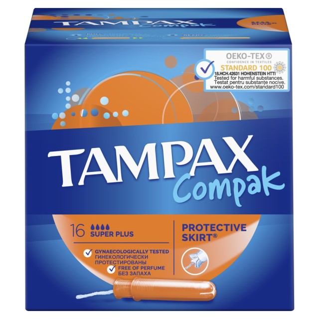 Изображение товара Тампоны Tampax Compak Super Plus 16 шт. компактные надежные для интенсивных выделений