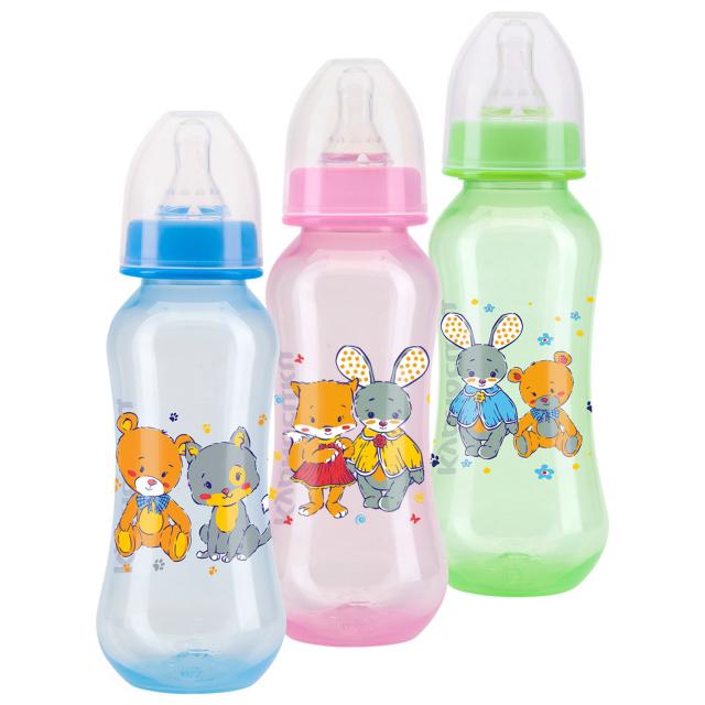 Изображение товара Бутылочка Курносики 250 мл с силиконовой соской и антивакуумным клапаном